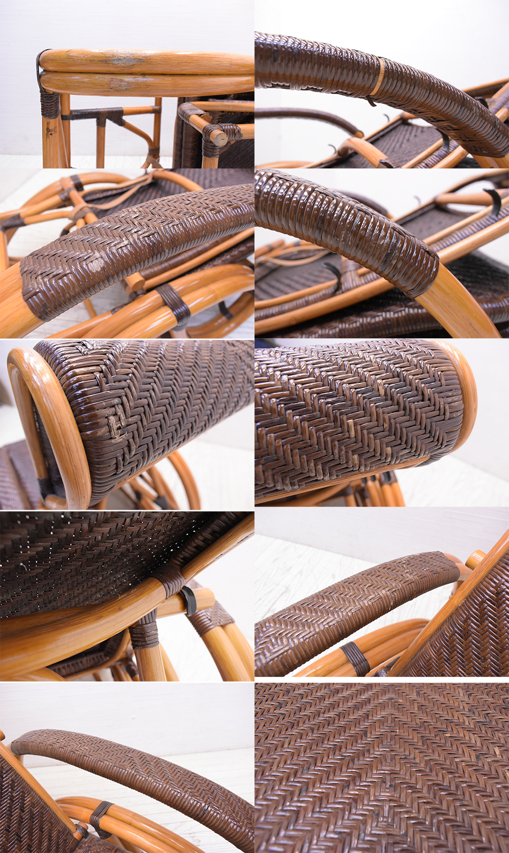 ラタンの老舗Kazama/リクライニングチェア/籐/ラタン/3段階/籐椅子/椅子/ラタンチェア/オットマン/ひじ掛け/籐家具/1人掛け/TKE1296