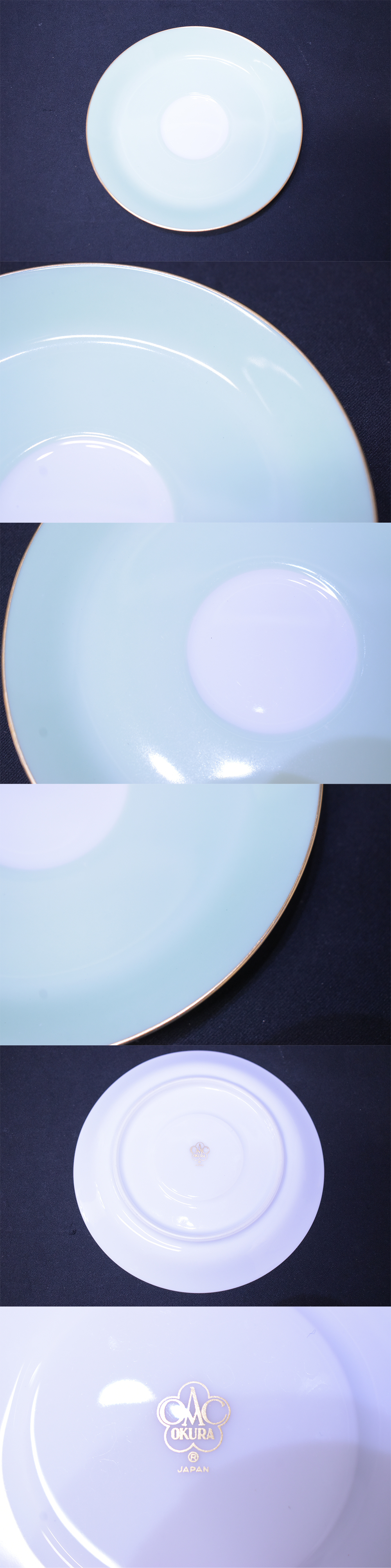 希少/大倉陶園/金彩/色蒔き/カップ&ソーサー/5客/ライトグリーン/ティーカップ/食器/陶磁器/UMW227